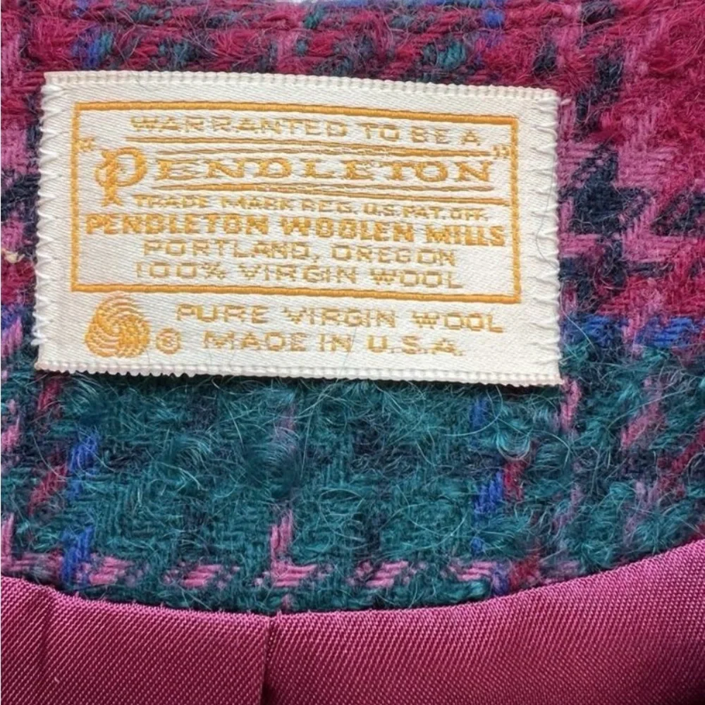Pendleton Woolen Plaid Jacket in Pink and Teal - Picture 4 of 4